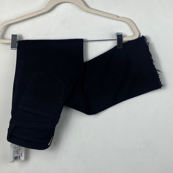 NWT Free People Cropped Button Front Black Jeans Size 24 Flare Denim Raw Hem NEW - Picture 12 of 12